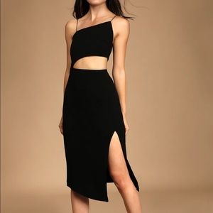 Asymmetrical cutout midi dress